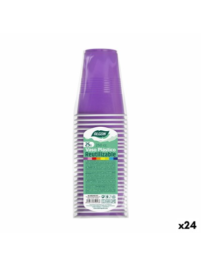 Set de vasos reutilizables Algon Fucsia 24 Unidades 250 ml (25 Piezas)