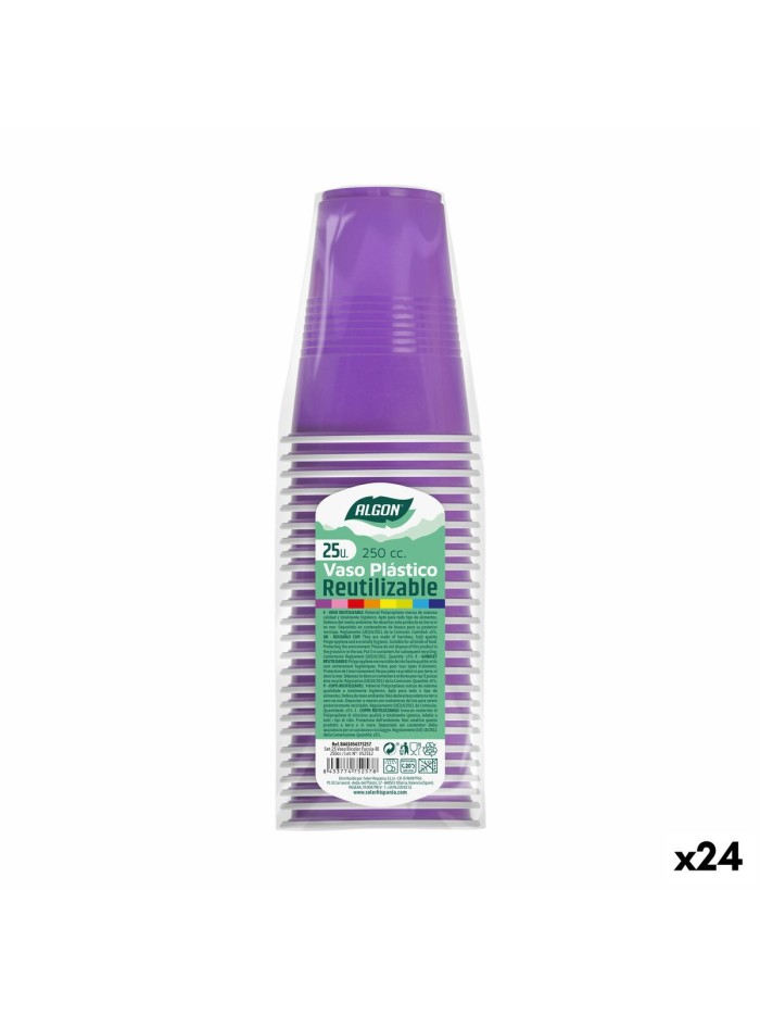 Set de vasos reutilizables Algon Fucsia 24 Unidades 250 ml (25 Piezas)