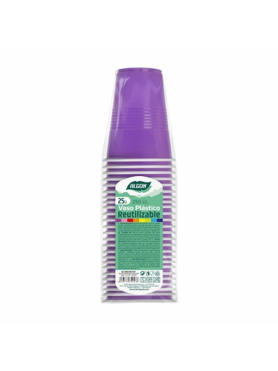 Set of reusable glasses Algon Fuchsia 24 Units 250 ml (25 Pieces)