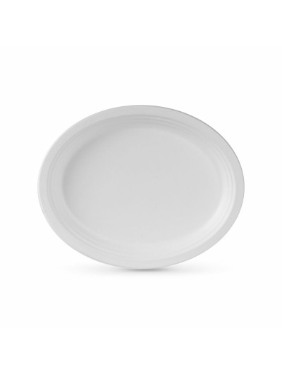 Service de vaisselle Algon Produits à usage unique Blanc Canne à sucre Oblongue 26 cm (12 Unités)