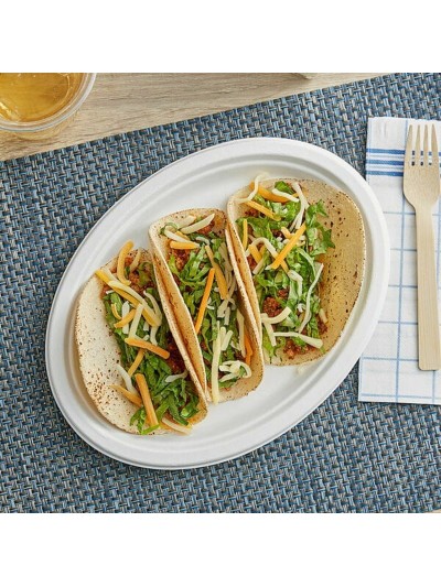 Plate set Algon Disposable White Sugar Cane Oval 26 cm (12 Units)