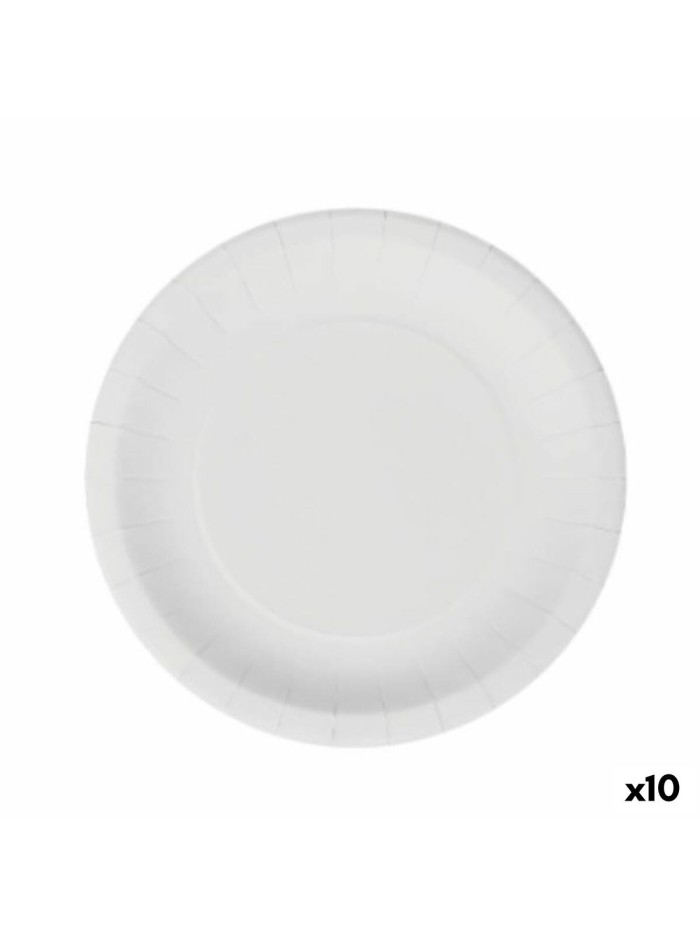 Plate set Algon Disposable White Cardboard 20 cm (10 Units)