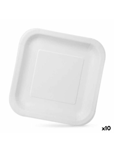 Set de Platos Algon Desechables Blanco Cartón 23 x 23 x 1,5 cm (10 Unidades)