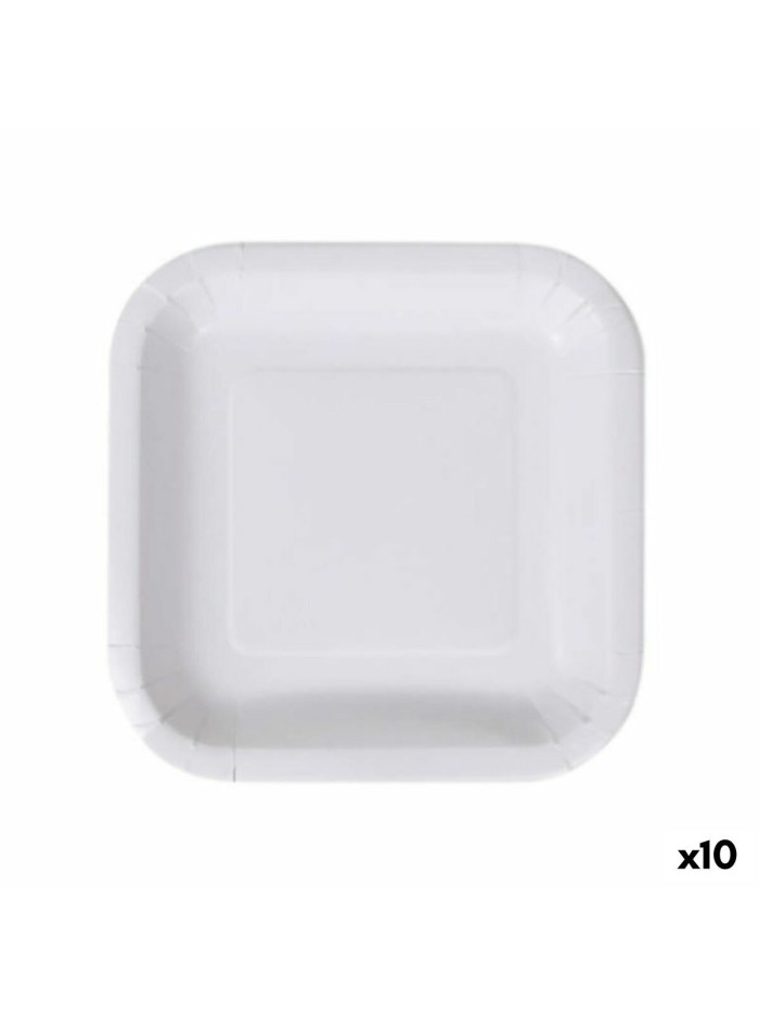 Plate set Algon Disposable White Cardboard 20 cm (10 Units)