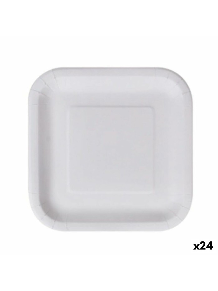 Plate set Algon Disposable White Cardboard Squared 23 cm (24 Units)