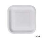 Set de Platos Algon Desechables Blanco Cartón Cuadrado 23 cm (24 Unidades)