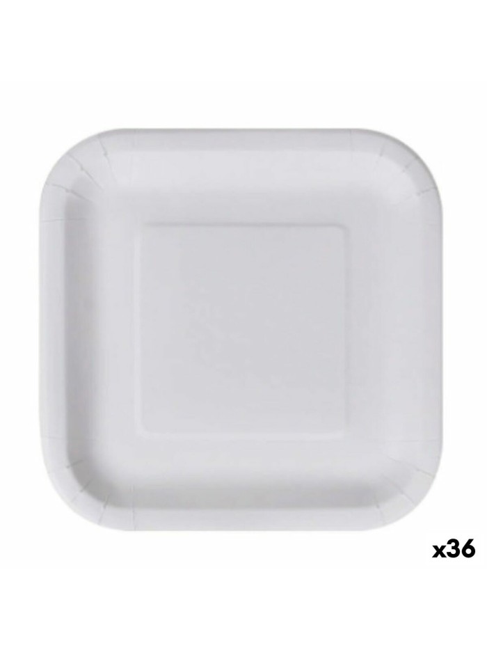 Set de Platos Algon Desechables Blanco Cartón Cuadrado 26 cm (36 Unidades)