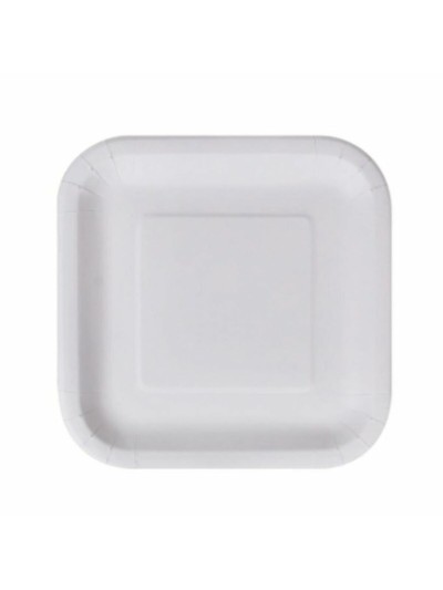 Set de Platos Algon Desechables Blanco Cartón Cuadrado 23 cm (24 Unidades)