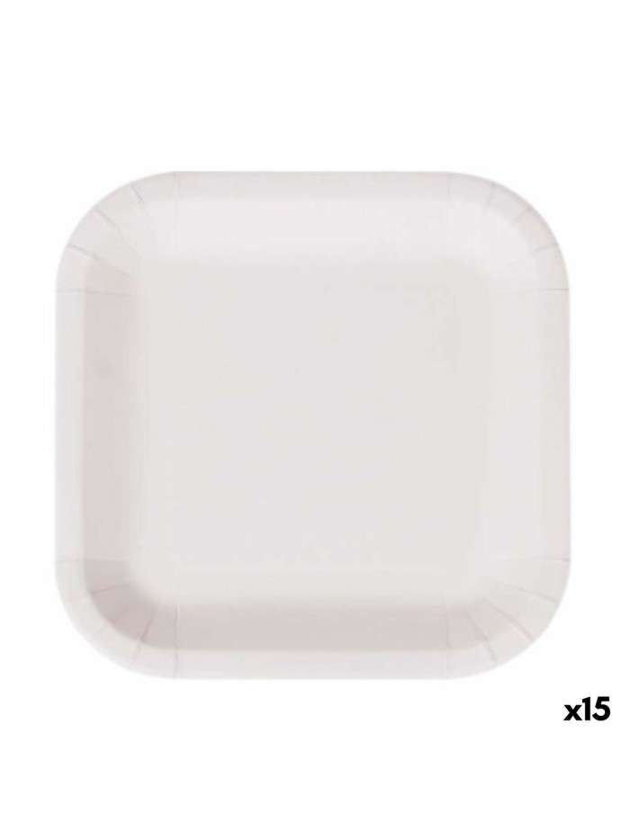 Plate set Algon Disposable White Cardboard Squared 26 cm (15 Units)