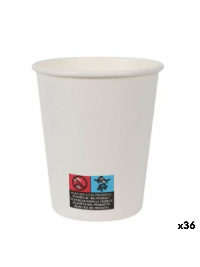 Set de Verres Algon Carton Produits à usage unique Blanc 200 ml 36 Unités (25 Pièces)