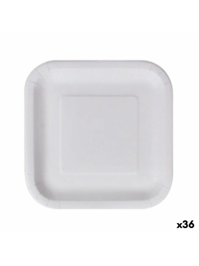 Set de Platos Algon Desechables Blanco Cartón Cuadrado 23 cm (36 Unidades)