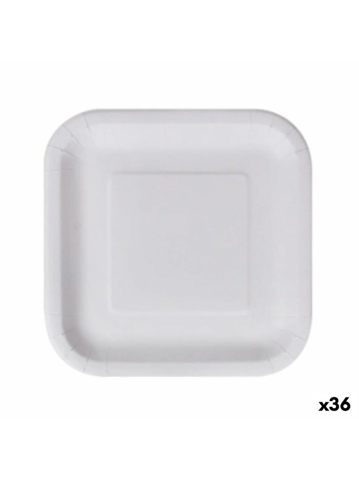 Set de Platos Algon Desechables Blanco Cartón Cuadrado 23 cm (36 Unidades)