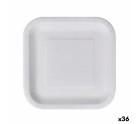 Plate set Algon Disposable White Cardboard Squared 23 cm (36 Units)