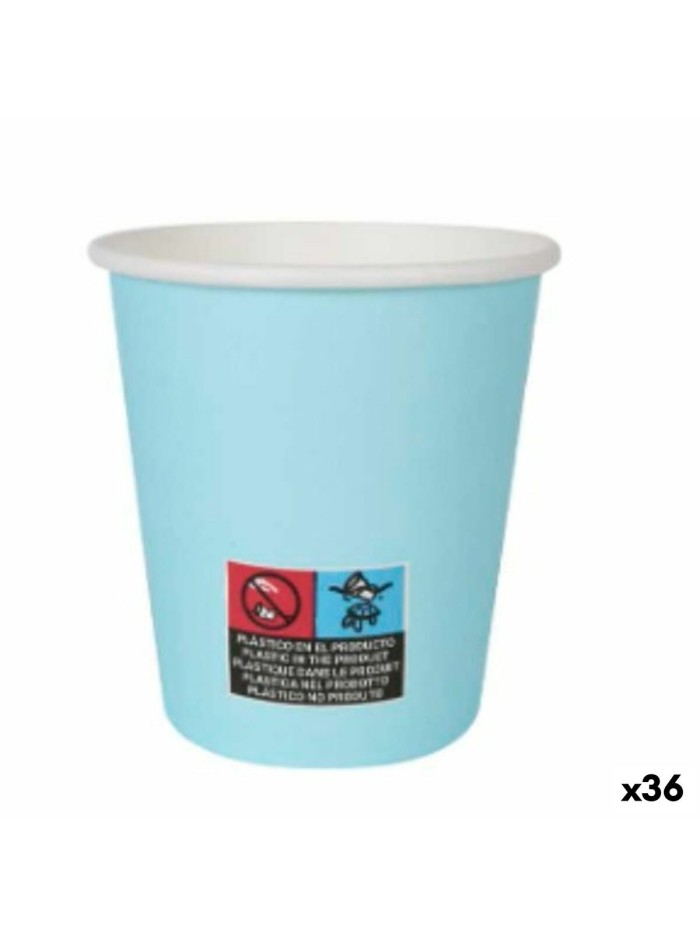 Set of glasses Algon Cardboard Disposable 200 ml Blue 36 Units (24 Pieces)