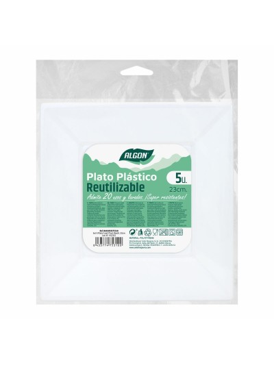 Set de platos reutilizables Algon Cuadrado Blanco Plástico 23 x 23 x 2 cm (48 Unidades)