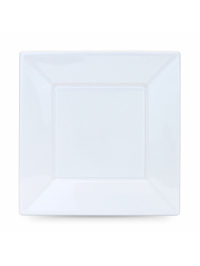 Set of reusable plates Algon Squared White Plastic 23 x 23 x 2 cm (48 Units)