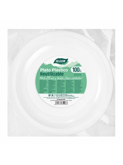 Lot d'assiettes réutilisables Algon Rond Blanc Plastique 22 x 22 x 1,5 cm (6 Unités)