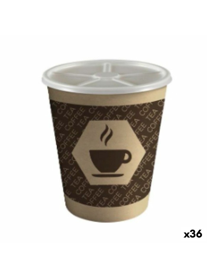 Glass with Lid Algon Cardboard Disposable Coffee 36 Units (12 Pieces)