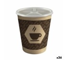 Glass with Lid Algon Cardboard Disposable Coffee 36 Units (12 Pieces)