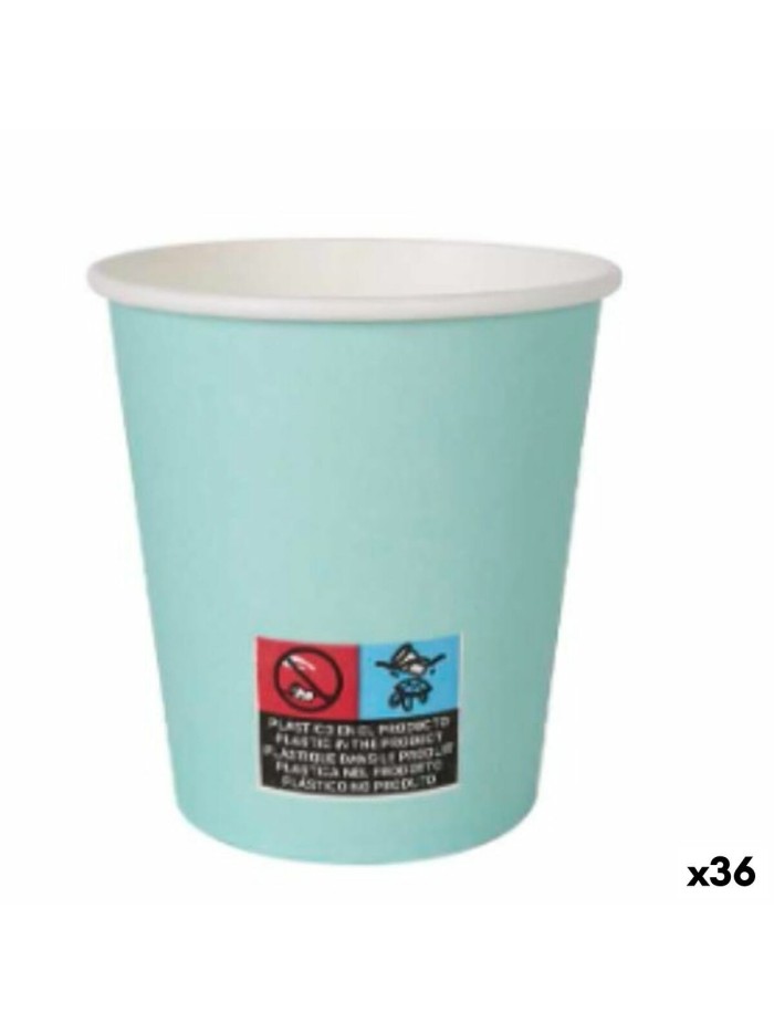 Set of glasses Algon Cardboard Disposable Aquamarine 36 Units 200 ml (24 Pieces)