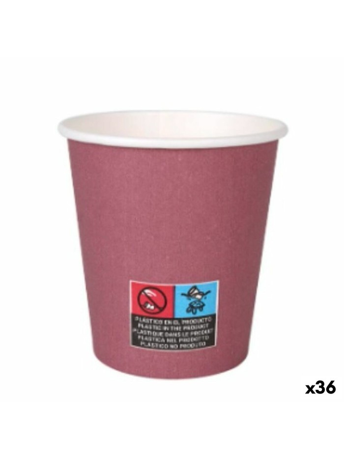 Set of glasses Algon Cardboard Disposable Burgundy 36 Units 200 ml (24 Pieces)