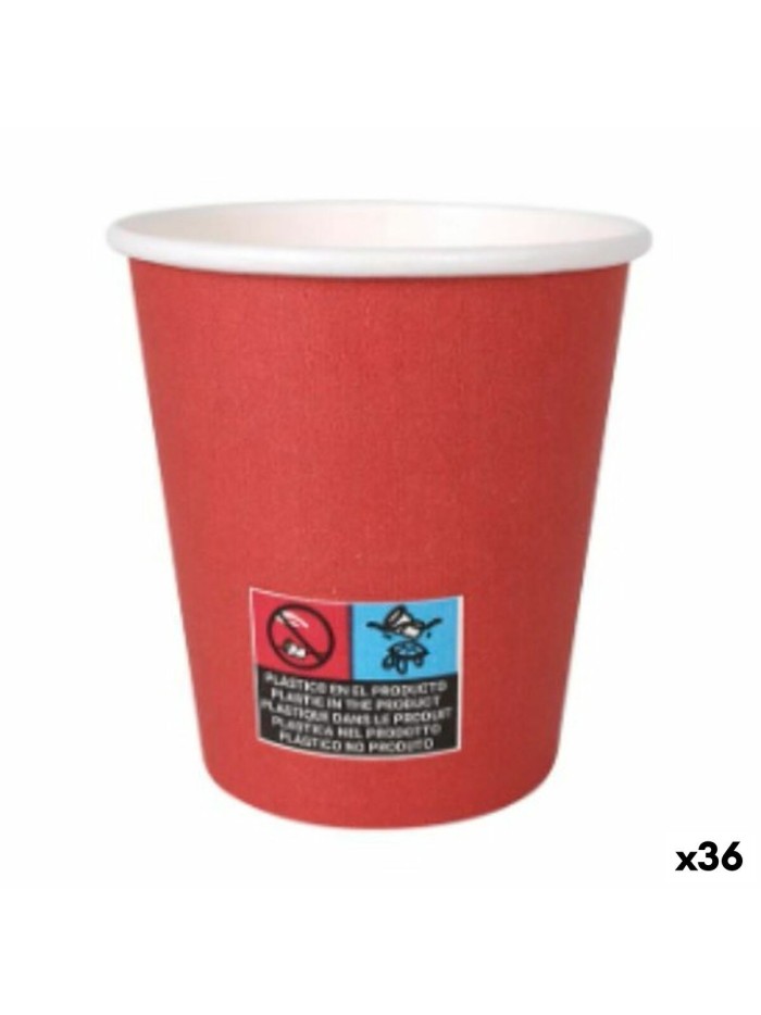 Set de Vasos Algon Cartón Desechables 200 ml Rojo 36 Unidades (24 Piezas)
