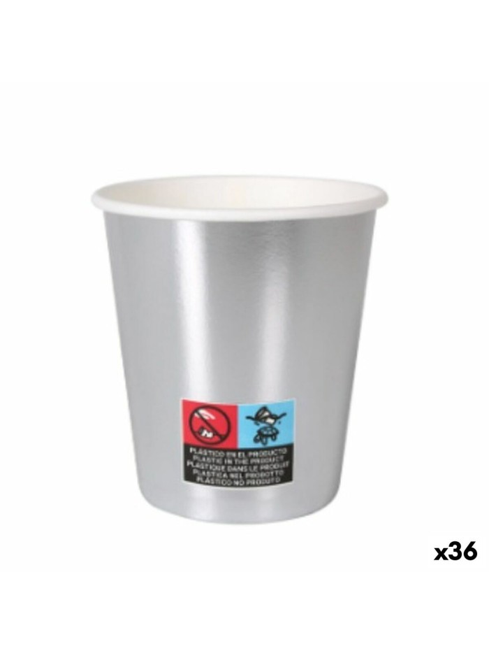 Set de Vasos Algon Cartón Desechables Plateado 36 Unidades 200 ml (10 Piezas)