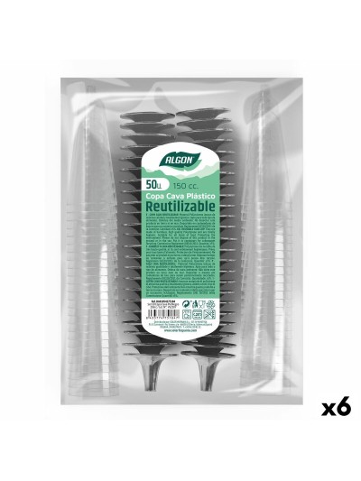 Copas de cava reutilizables Algon Negro 6 Unidades 150 ml (50 Piezas)