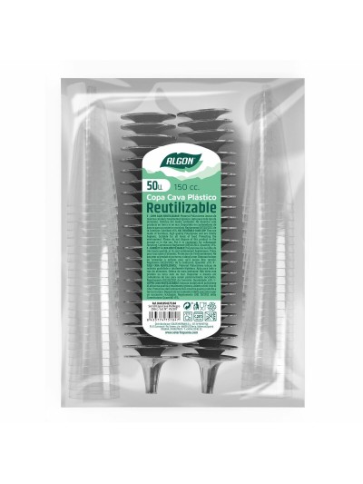 Copas de cava reutilizables Algon Negro 6 Unidades 150 ml (50 Piezas)