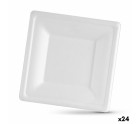 Service de vaisselle Algon Produits à usage unique Blanc Canne à sucre Carré 20 cm (24 Unités)