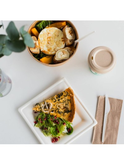 Service de vaisselle Algon Produits à usage unique Blanc Canne à sucre Carré 20 cm (24 Unités)