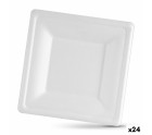 Set de Platos Algon Desechables Blanco Caña de Azúcar Cuadrado 26 cm (24 Unidades)