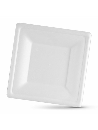 Service de vaisselle Algon Produits à usage unique Blanc Canne à sucre Carré 26 cm (24 Unités)