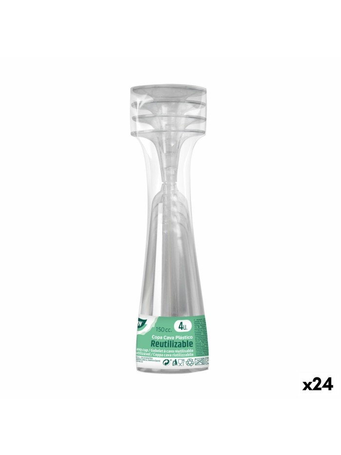 Verres à champagne réutilisables Algon Transparent 24 Unités 150 ml (4 Pièces)