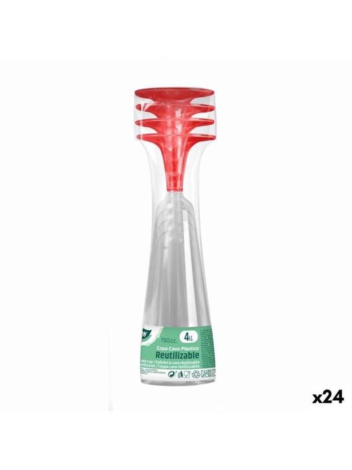 Reusable cava glasses Algon Red 24 Units 150 ml (4 Pieces)