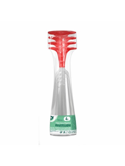Copas de cava reutilizables Algon Rojo 24 Unidades 150 ml (4 Piezas)
