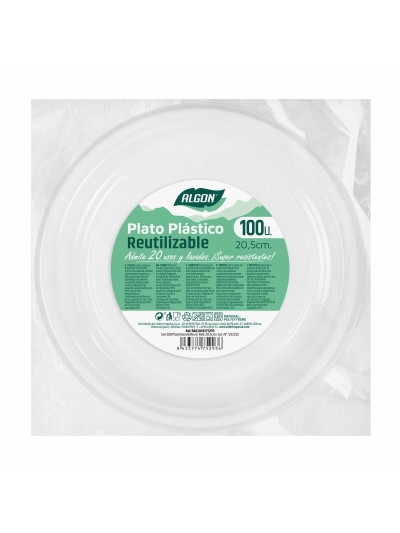 Lot d'assiettes réutilisables Algon Rond Blanc Plastique 20,5 x 3 cm (6 Unités)