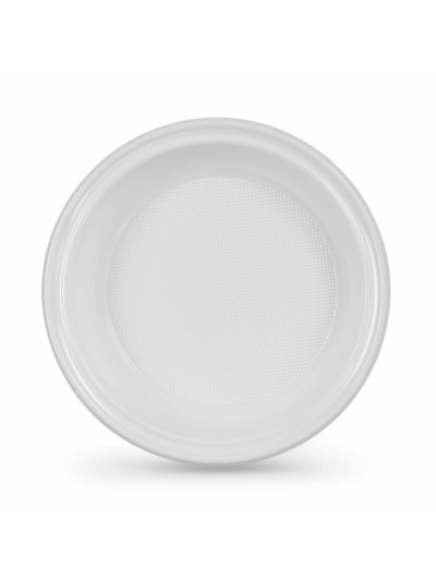 Set of reusable plates Algon Circular White Plastic 20,5 x 3 cm (6 Units)