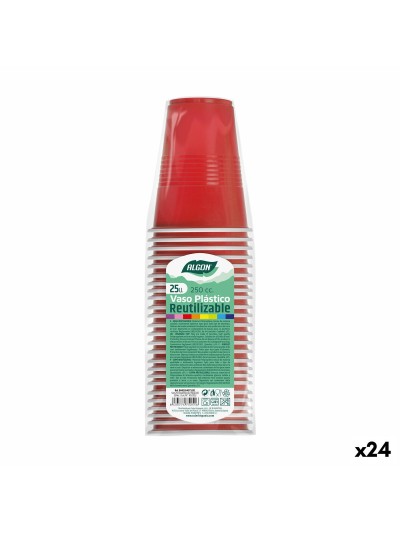 Set de vasos reutilizables Algon Rojo 24 Unidades 250 ml (25 Piezas)