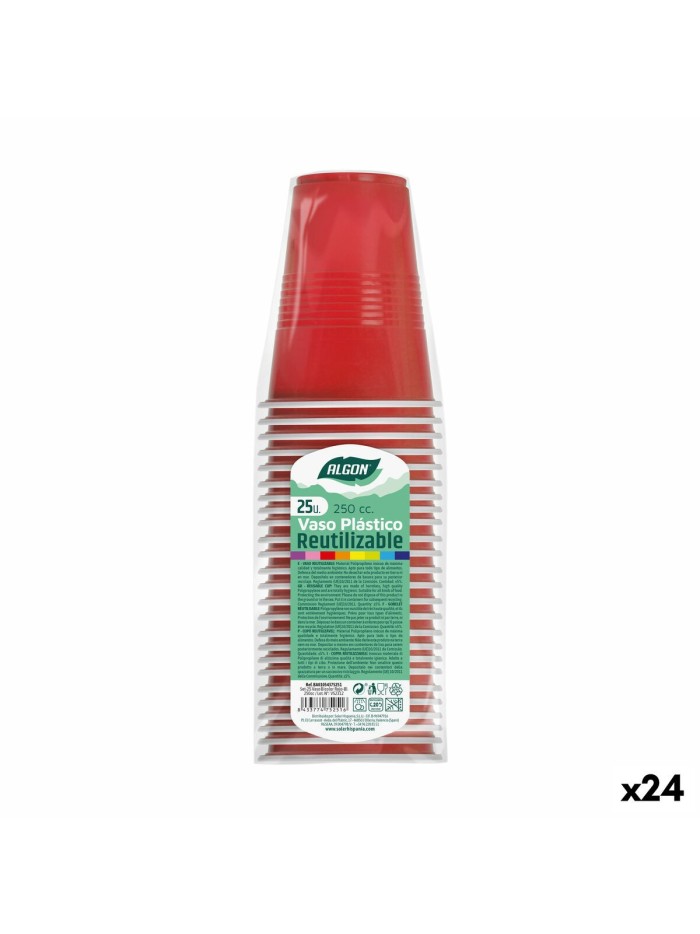 Set de vasos reutilizables Algon Rojo 24 Unidades 250 ml (25 Piezas)