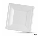 Service de vaisselle Algon Produits à usage unique Blanc Canne à sucre Carré 20 cm (12 Unités)
