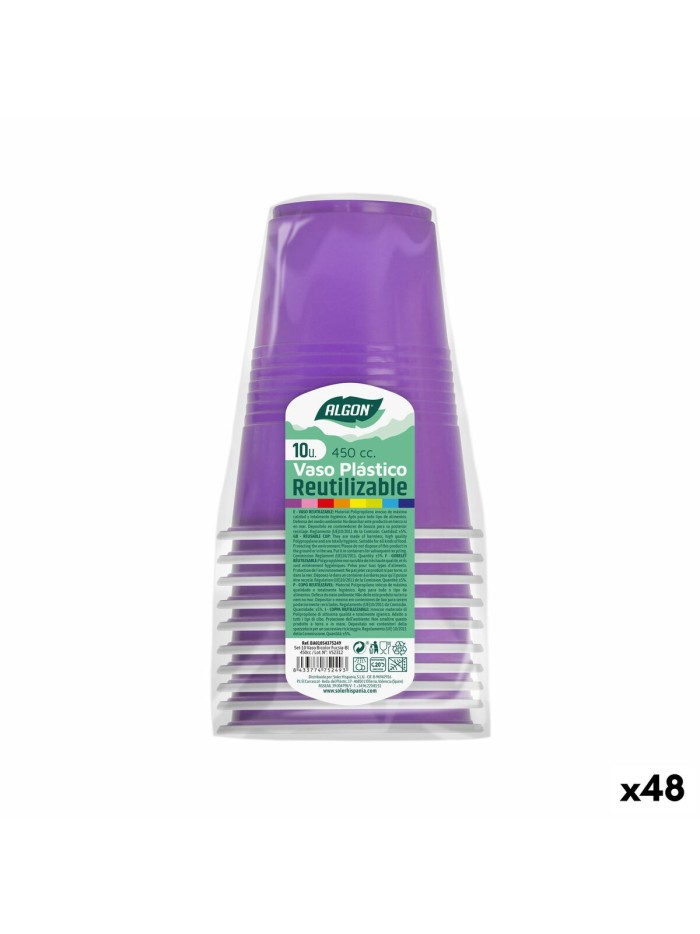 Lot de verres réutilisables Algon Fuchsia 48 Unités 450 ml (10 Pièces)