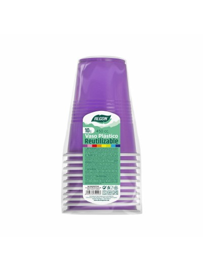 Lot de verres réutilisables Algon Fuchsia 48 Unités 450 ml (10 Pièces)