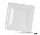 Set de Platos Algon Desechables Blanco Caña de Azúcar Cuadrado 26 cm (8 Unidades)