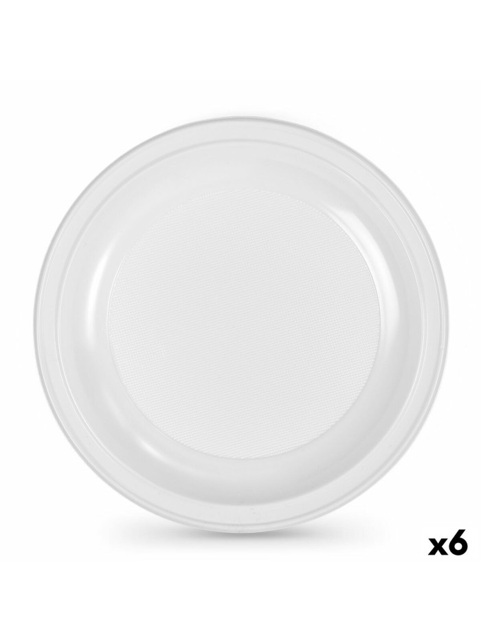 Set of reusable plates Algon Circular White Plastic 25 x 25 x 2,5 cm (6 Units)
