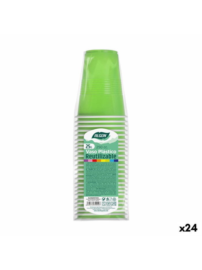 Set de vasos reutilizables Algon Verde 24 Unidades 250 ml (25 Piezas)