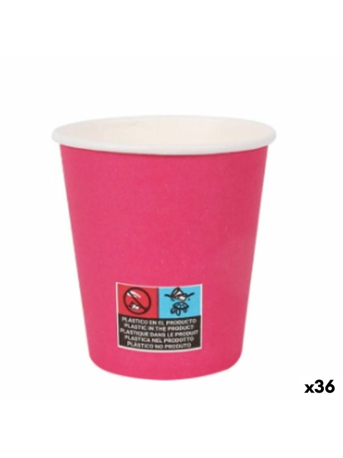 Set de Verres Algon Carton Produits à usage unique 200 ml Fuchsia 36 Unités (24 Pièces)