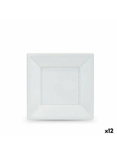 Set de platos reutilizables Algon Blanco Plástico 18 x 18 x 1,5 cm (24 Unidades)
