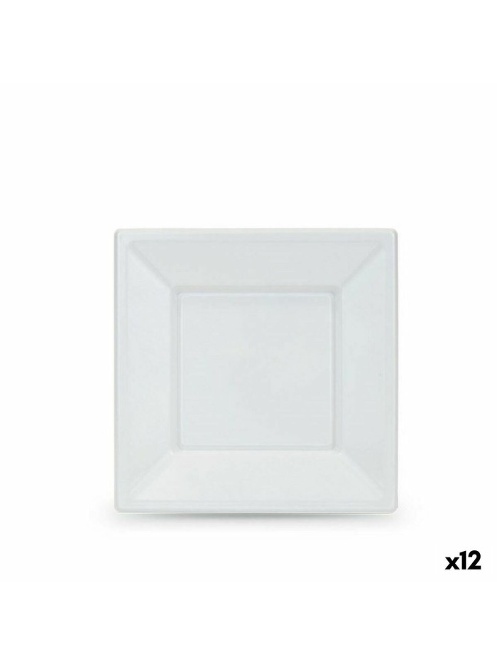 Set of reusable plates Algon White Plastic 18 x 18 x 1,5 cm (24 Units)