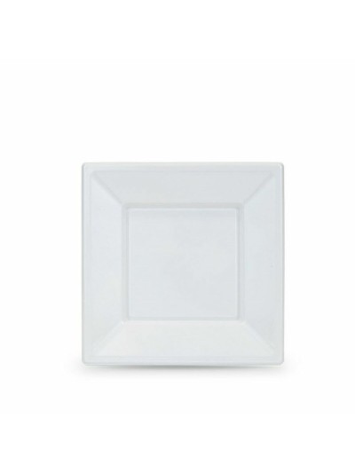 Set de platos reutilizables Algon Blanco Plástico 18 x 18 x 1,5 cm (24 Unidades)